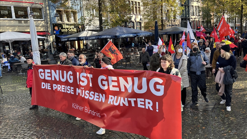 Protesters march against soaring cost of living in western Germany