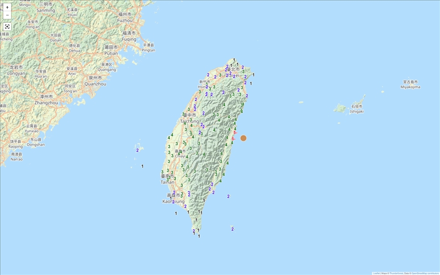Terremoto de magnitud 6,2 sacude la costa este de la isla de Taiwán