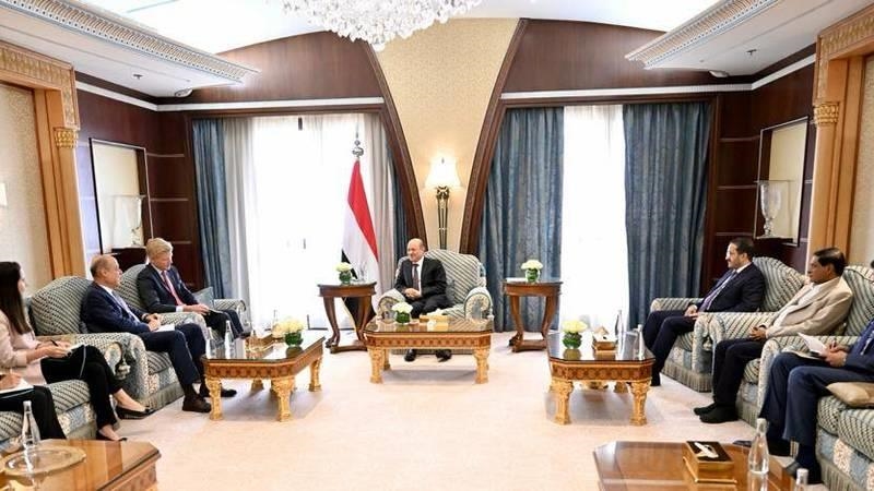 العليمي يبحث مع غروندبرغ إحياء مسار السلام في اليمن