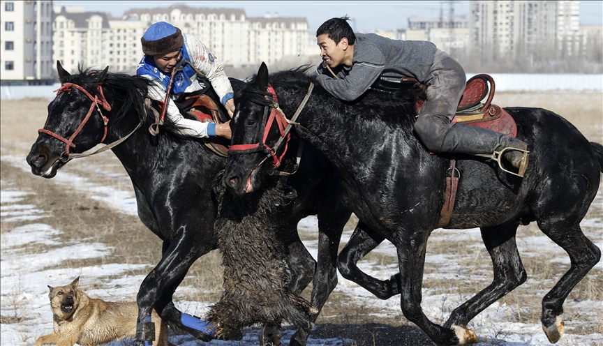 Излюбленная конно-спортивная игра кыргызов: кок-бору