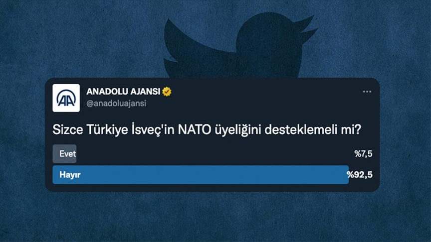 Опрос АА: Свыше 90% респондентов против поддержки Турцией членства Швеции в НАТО