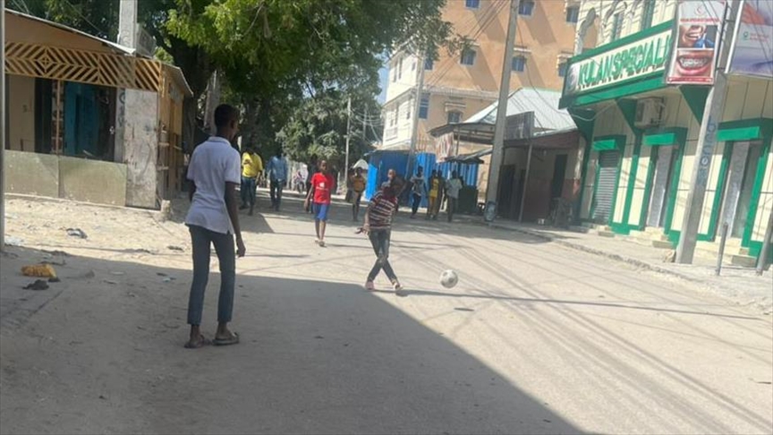 Somali children play football on Mogadishu streets as city hosts high-level summit