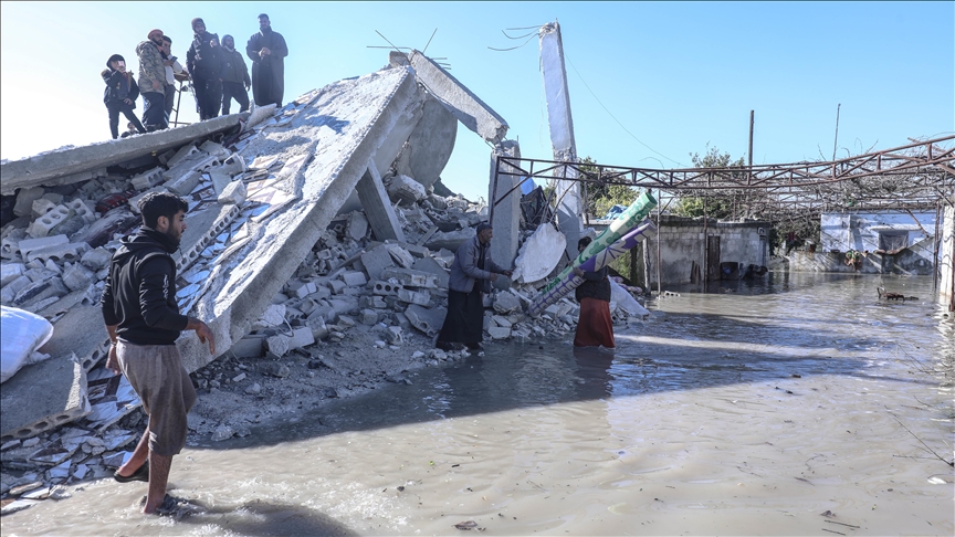 Village in Syria's Idlib flooded after dam collapse due to earthquakes