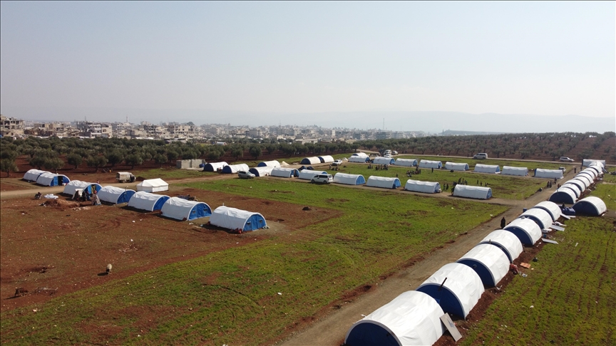 Tents shelter thousands of earthquake victims in Jindires, Syria
