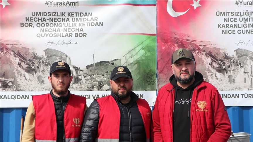 Uzbek volunteers serve traditional food to quake victims in southern Türkiye