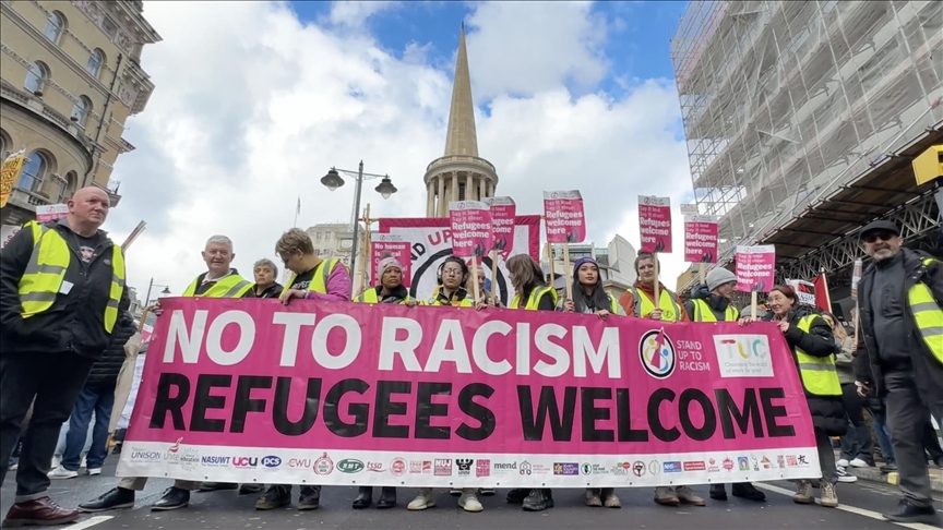 Thousands march against racism, asylum bill in London