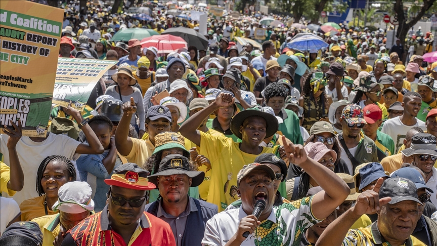 Thousands march in South Africa demanding president's resignation