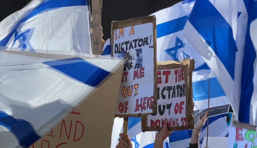 Israeli premier meets UK’s Sunak in London amid protests