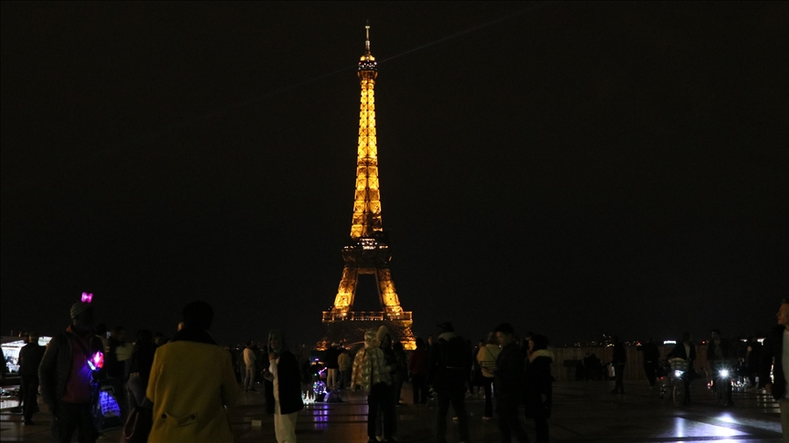 Lightning strikes Eiffel Tower as Paris hit by thunderstorm