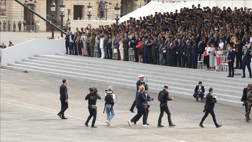 French president booed during Bastille Day parade