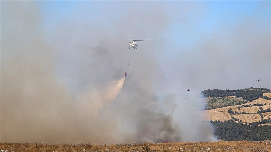 Çanakkale'deki orman yangınına havadan ve karadan müdahale sürüyor