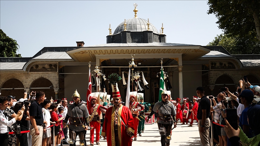 Turkish Mehteran unit performs at Istanbul's iconic Topkapi Palace