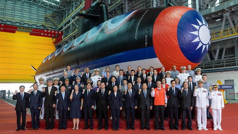 Taiwan launches 1st home-built submarine