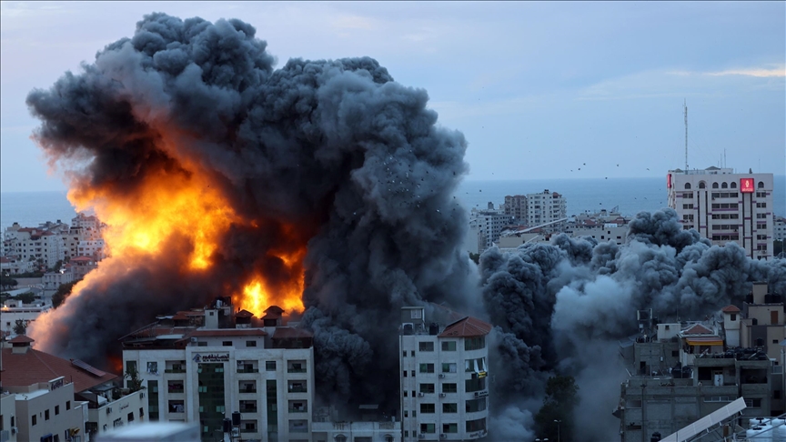 Israeli army destroys high-rise residential tower in central Gaza