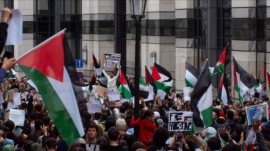 Hundreds gather in Brussels for solidarity rally with Palestine
