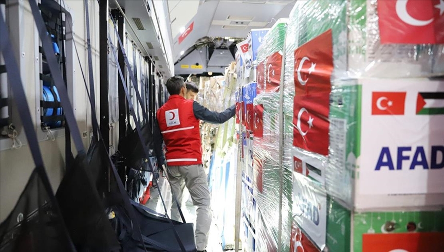 Planes carrying Turkish humanitarian aid for Gaza land in Egypt
