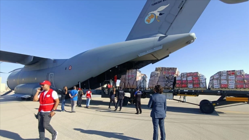 3rd Turkish plane carrying humanitarian aid for Gaza arrives in Egypt