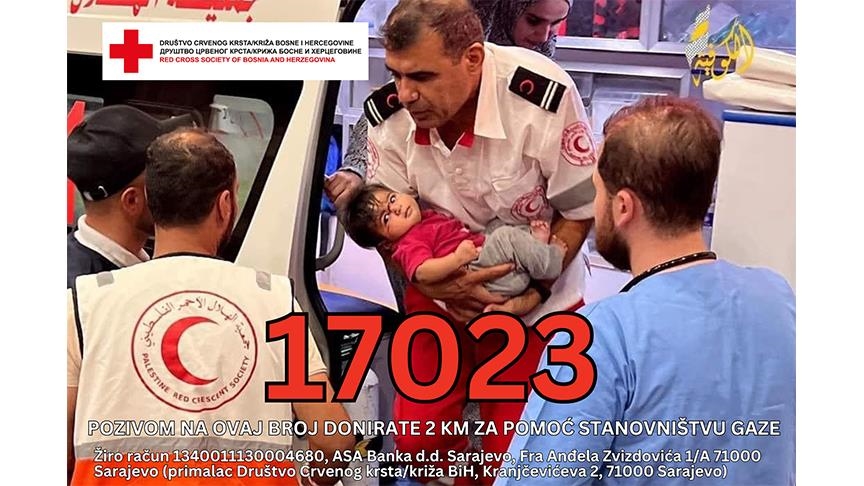 Apel Crvenog križa u BiH: Pokrenut humanitarni broj 17023 za pomoć stanovništvu Gaze