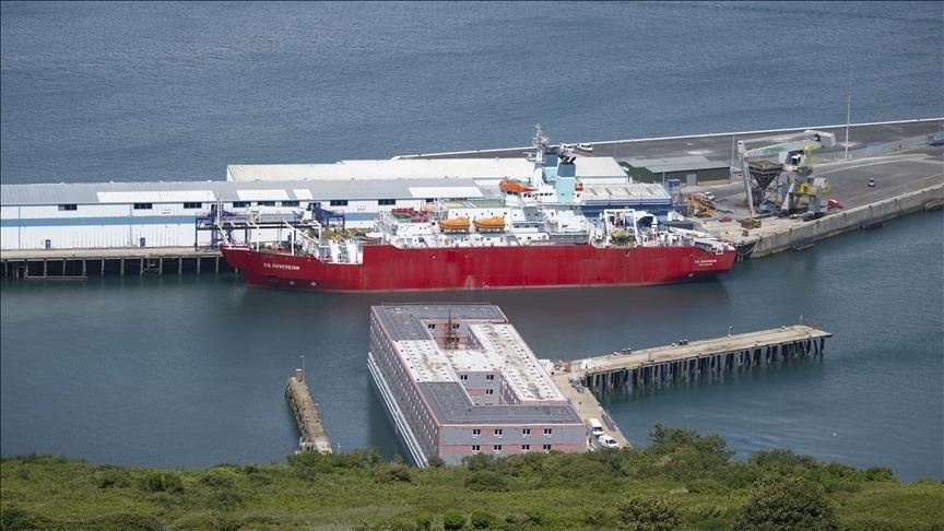 1st group of migrants return to UK's Bibby Stockholm barge amid protests