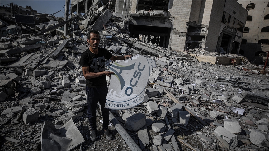 Anadolu captures images of Orthodox Cultural Center destroyed by Israel in Gaza