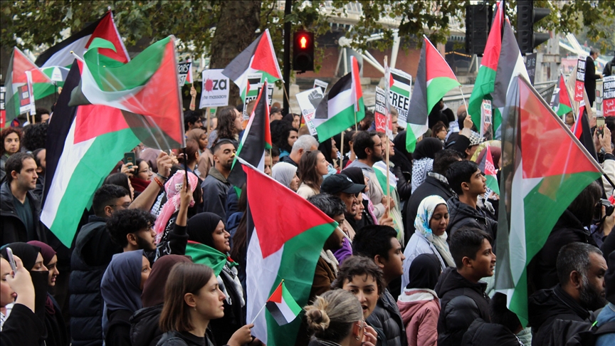 Pro-Palestine protesters stage mass demonstration at London Liverpool Street station