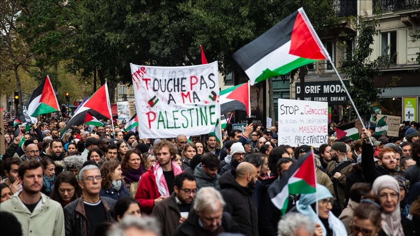 Protesters take to streets in France to demand end to Israeli attacks on Gaza Strip