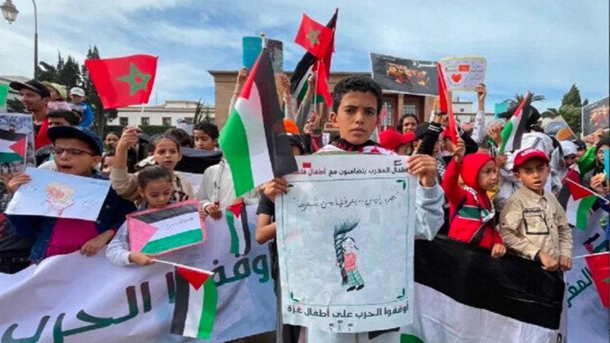 أجيال تحب فلسطين.. أطفال مغاربة يتضامنون مع غزة والأقصى (تقرير)