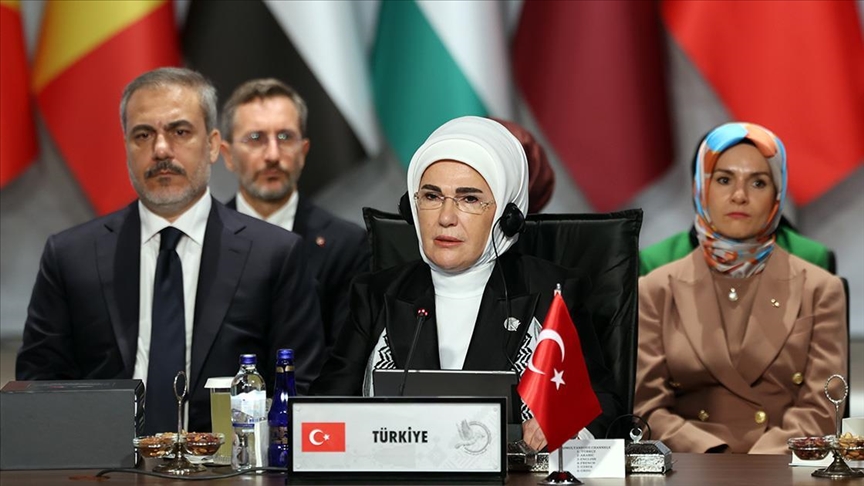 Turkish first lady calls on her counterparts to be voice of 'suppressed, silenced' Gaza