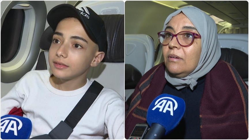 Türkiye'ye getirilen Gazzeli kanser hastaları, uçak yolculukları sırasında duygularını AA'ya anlattı
