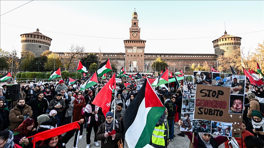 Italie: marche de solidarité avec la Palestine à Milan 