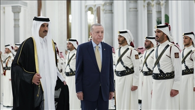 Turkish President Erdogan receives official welcome in Qatar