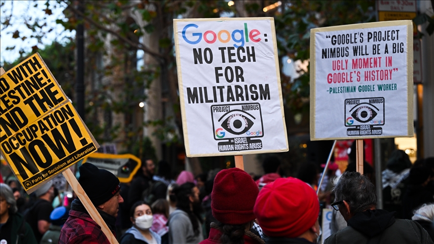 İsrail'e destek verdiği gerekçesiyle Google'ın "Nimbus Projesi" protesto edildi