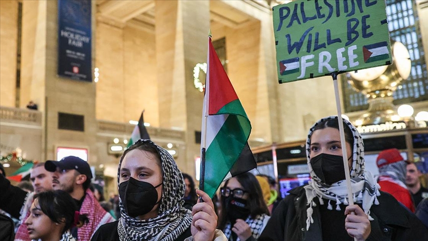 ABD'nin New York kentinde Filistin'e destek gösterisi düzenlendi