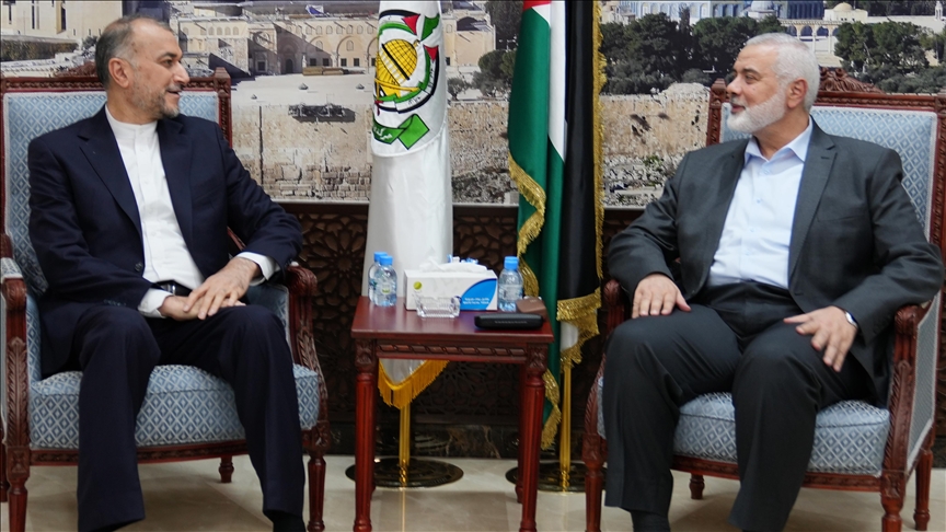Iranian Foreign Minister Amir-Abdollahian meets Hamas leader Haniyeh in Doha
