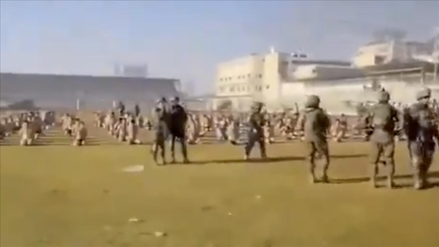 Israeli army gather Palestinian children, elderly in playground, strip down to their underwear 