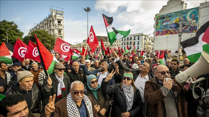 Tunisie : manifestation devant l'ambassade des Etats-Unis pour exiger la fin de la guerre contre Gaza