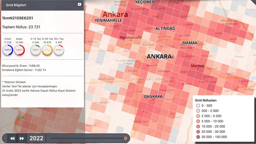 TÜİK, "grid" detayında nüfus istatistiklerini paylaşıma açtı
