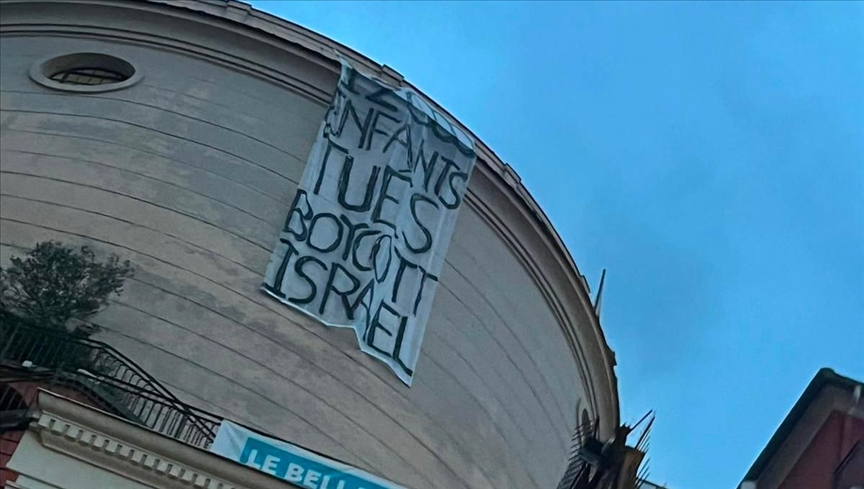 Soutien à la Palestine: Une immense banderole déployée sur la Tour Bellanda à Nice