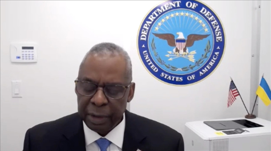 US defense chief urges more support for Ukraine in 1st appearance after secret hospitalization