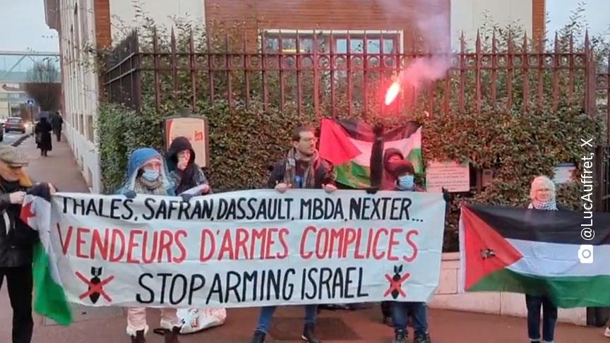 Demonstrators in France protest company supplying arms to Israel 