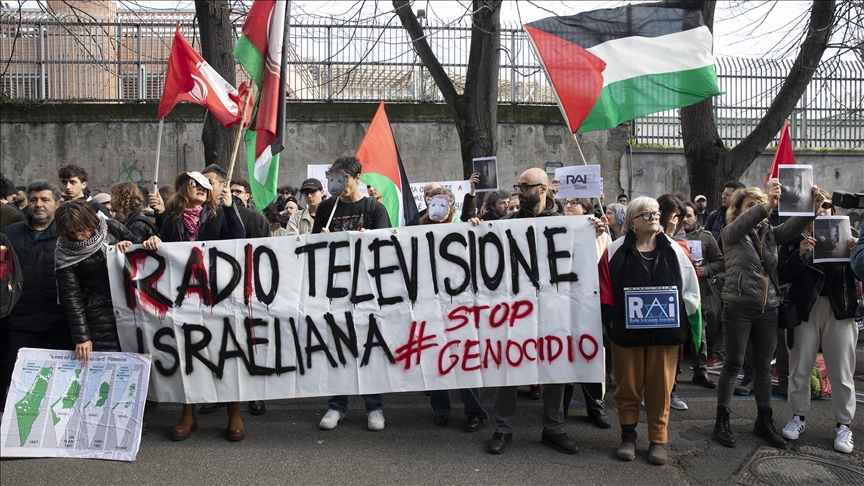 Protest erupts in Italy over state broadcaster's pro-Israel stance