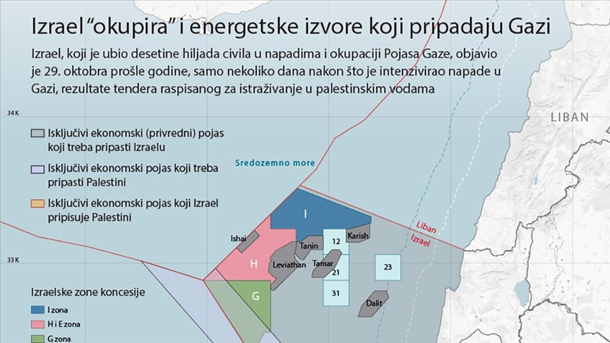 INFOGRAFIKA - Izrael izdao dozvole za istraživanje gasa u područjima unutar palestinske pomorske granice