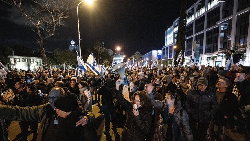 Families of Israeli hostages in Gaza block road in Tel Aviv