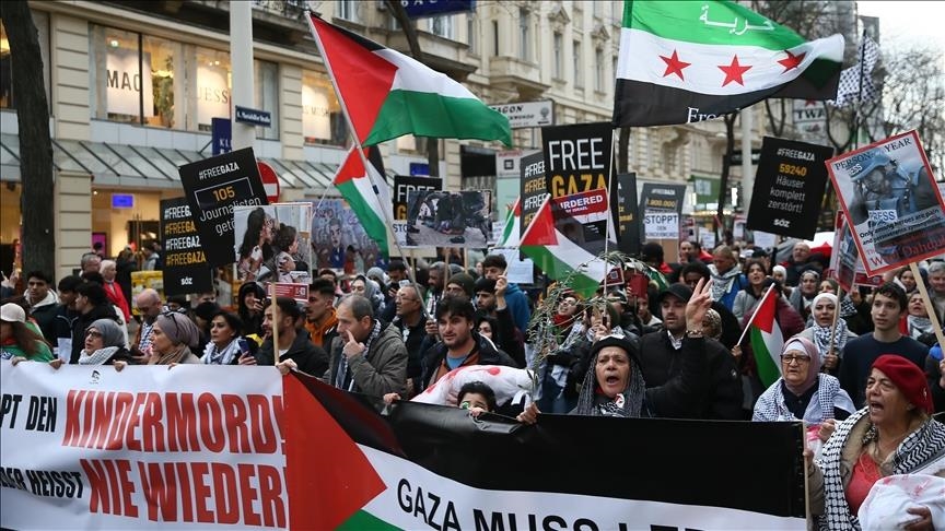 Demonstrators in Austria protest Israel's planned attack against Rafah