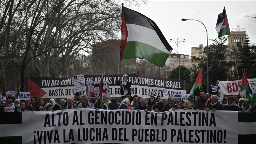 Thousands demonstrate in Spain for arms embargo on Israel, support for Palestine