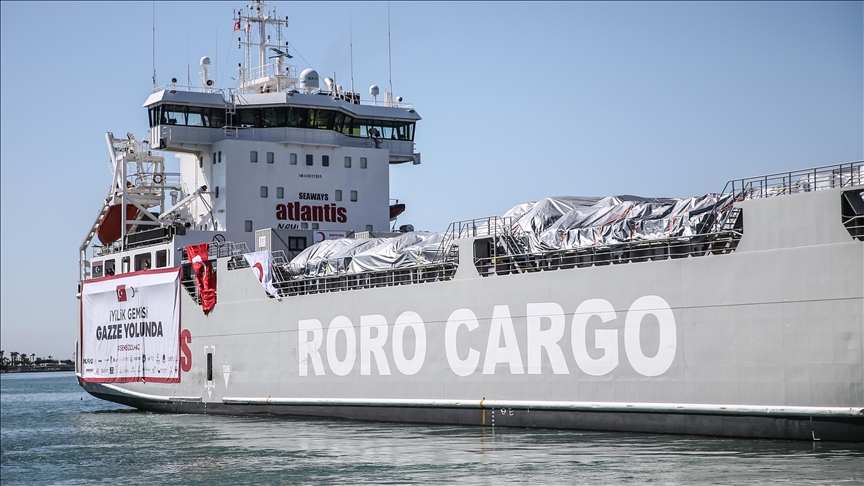 Ship carrying over 2,700 tons of humanitarian aid sails from Türkiye to Gaza