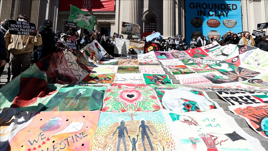 Protesters stage event at New York art museum in support of Gaza