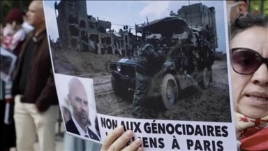 Aktivistë pro Palestinës protestojnë kundër vizitës së kryetarit të Knessetit izraelit në Francë