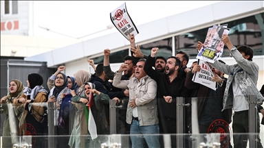 تظاهرات علیه رئیس‌جمهور آلمان در استانبول به دلیل حمایت برلین از اسرائیل
