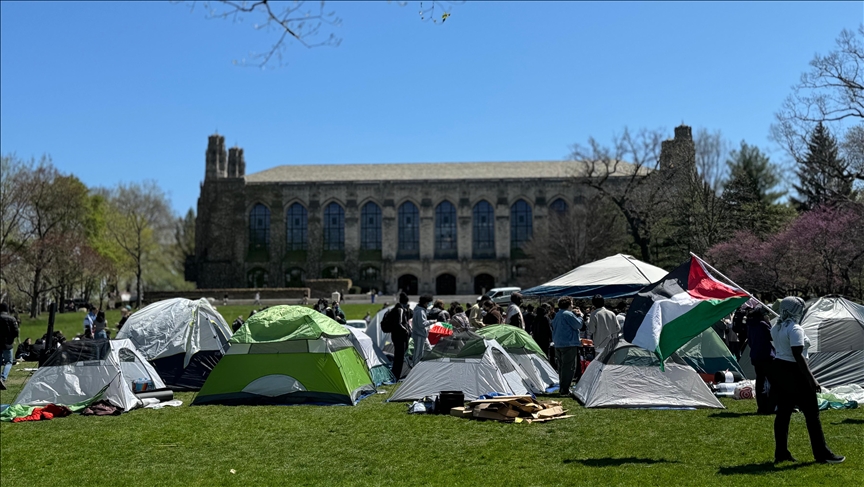 a Gaza solidarity camp set up on the campus of Northwestern University
